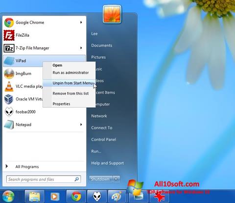 Screenshot ViStart Windows 10