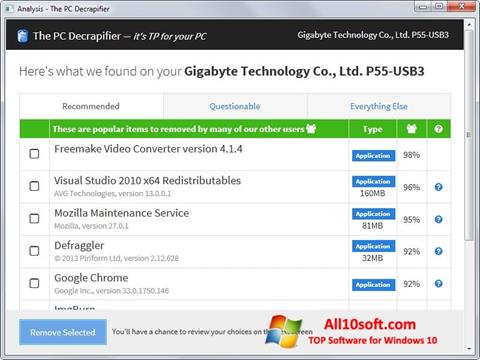 Screenshot PC Decrapifier Windows 10