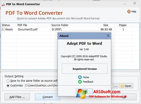 Screenshot PDF to Word Converter Windows 10