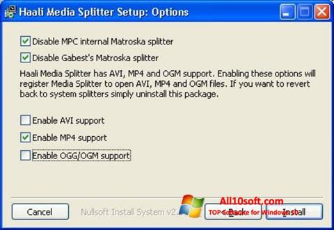 Screenshot Haali Media Splitter Windows 10