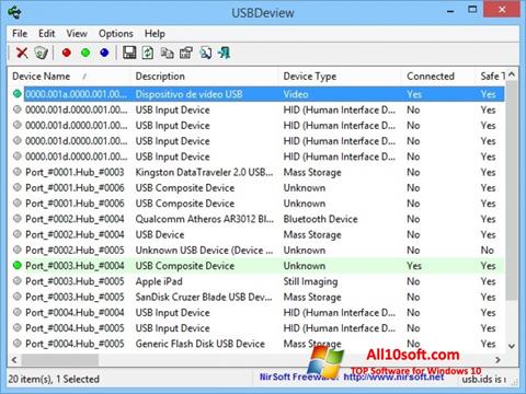 Screenshot USBDeview Windows 10