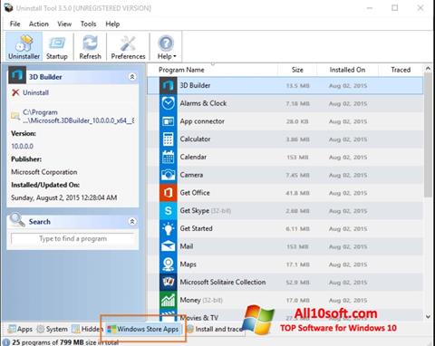 Screenshot Uninstall Tool Windows 10
