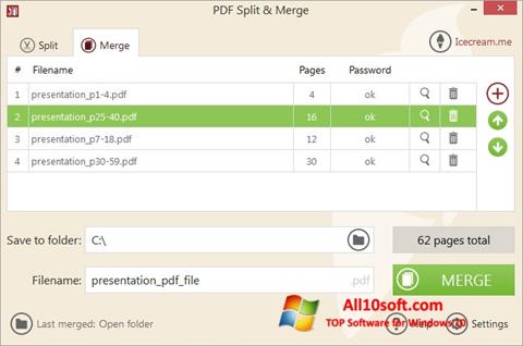 Screenshot PDF Split and Merge Windows 10