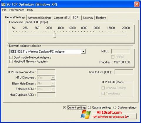 Screenshot TCP Optimizer Windows 10