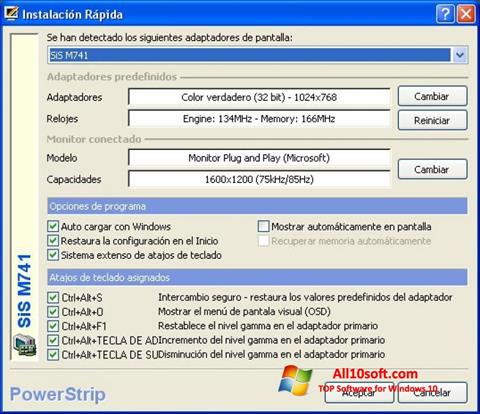 Screenshot PowerStrip Windows 10