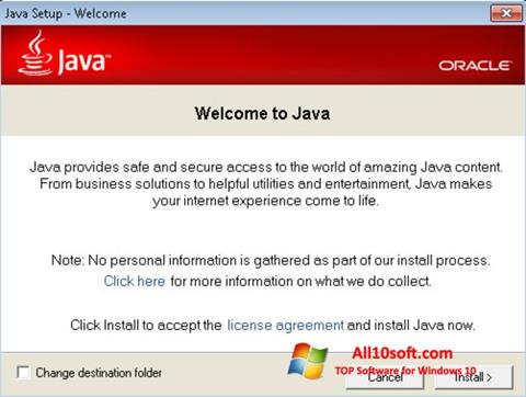 Screenshot Java Runtime Environment Windows 10